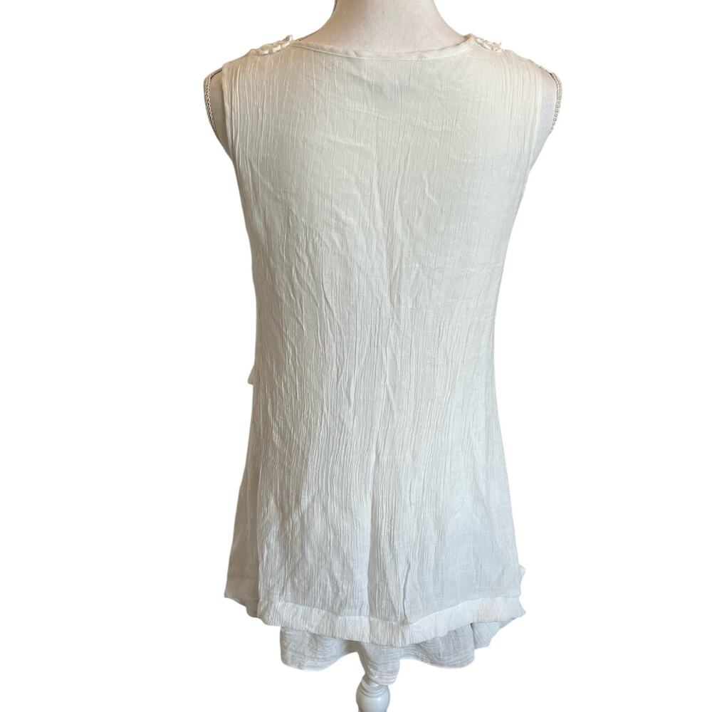 Northstyle Tank Top Size Medium White Gauze Layers Lacework Boho Peasant Prairie - Picture 3 of 10